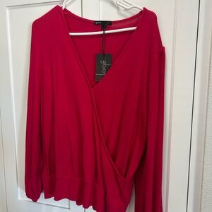 Valentines Gibson Vibrant Hot Pink Women's Wrap Blouse